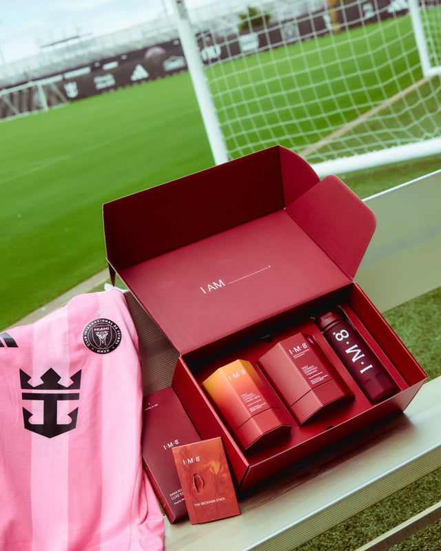 Pink IMCF kit on stadium bench beside open IM8 launch box