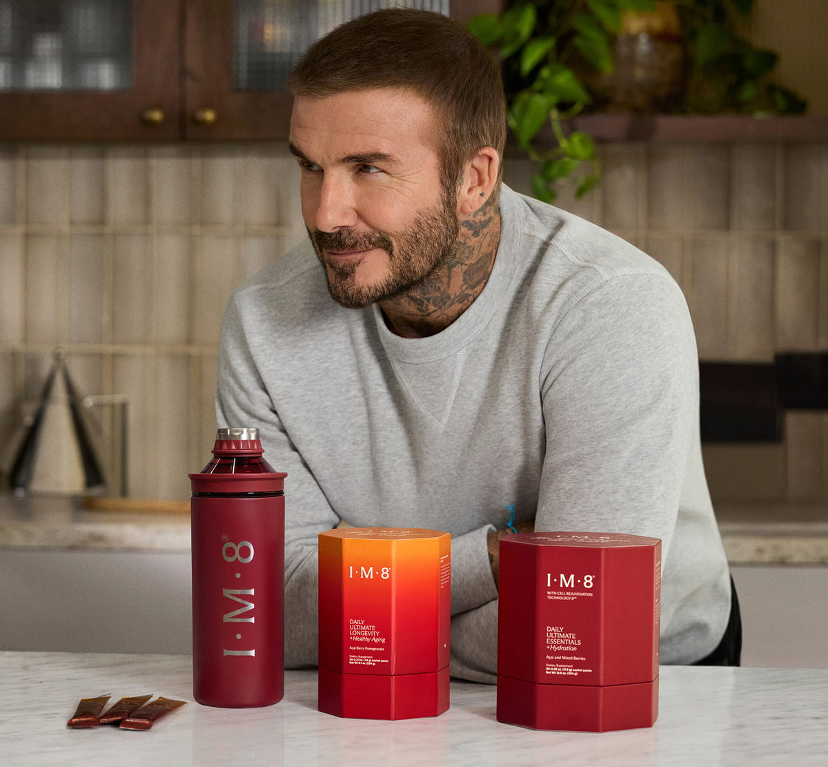 David Beckham with IM8 daily ultimate essentials