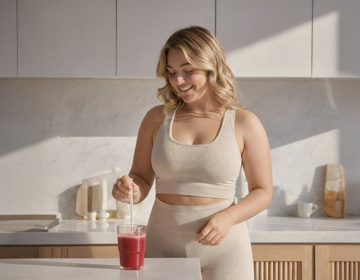 Woman preparing her daily IM8 drink